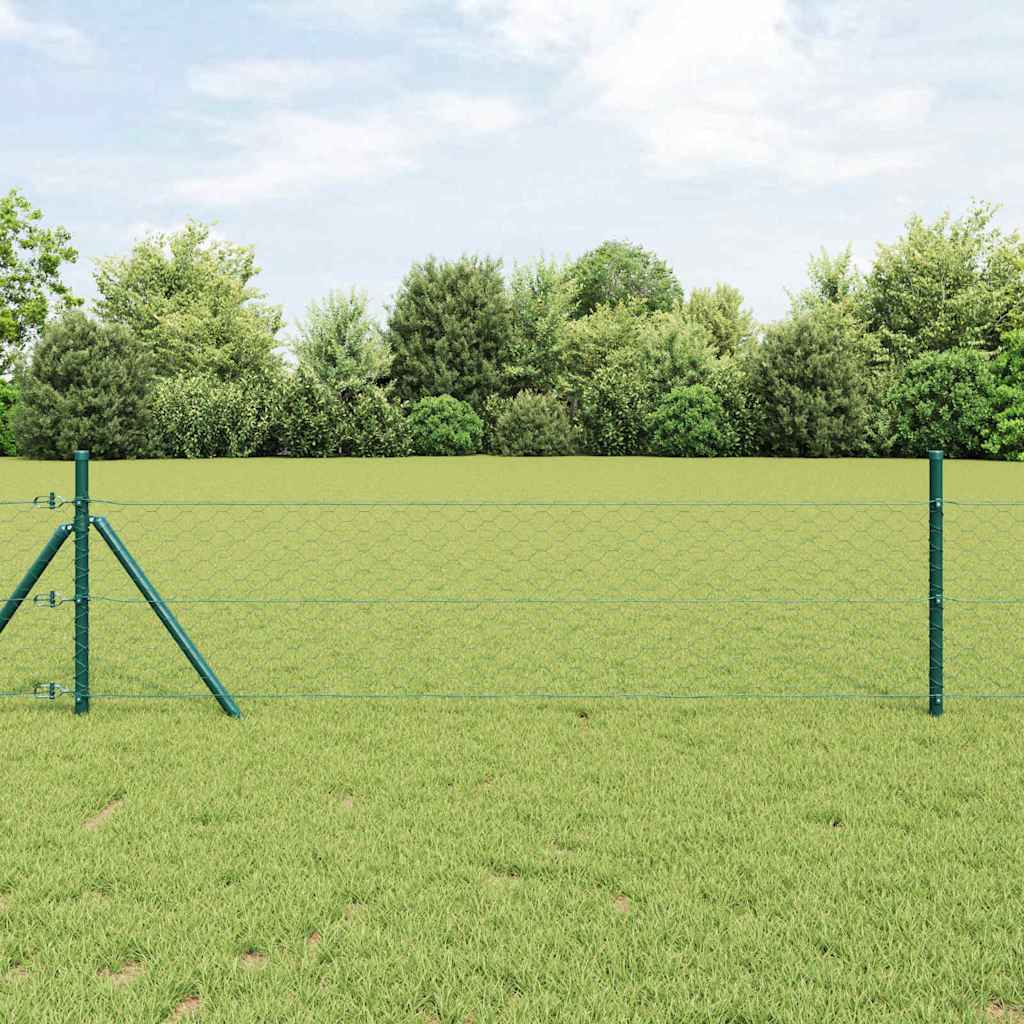 Hexagonal Fence Ground Fix 50 x 0.4 m PVC-Coated Steel Green