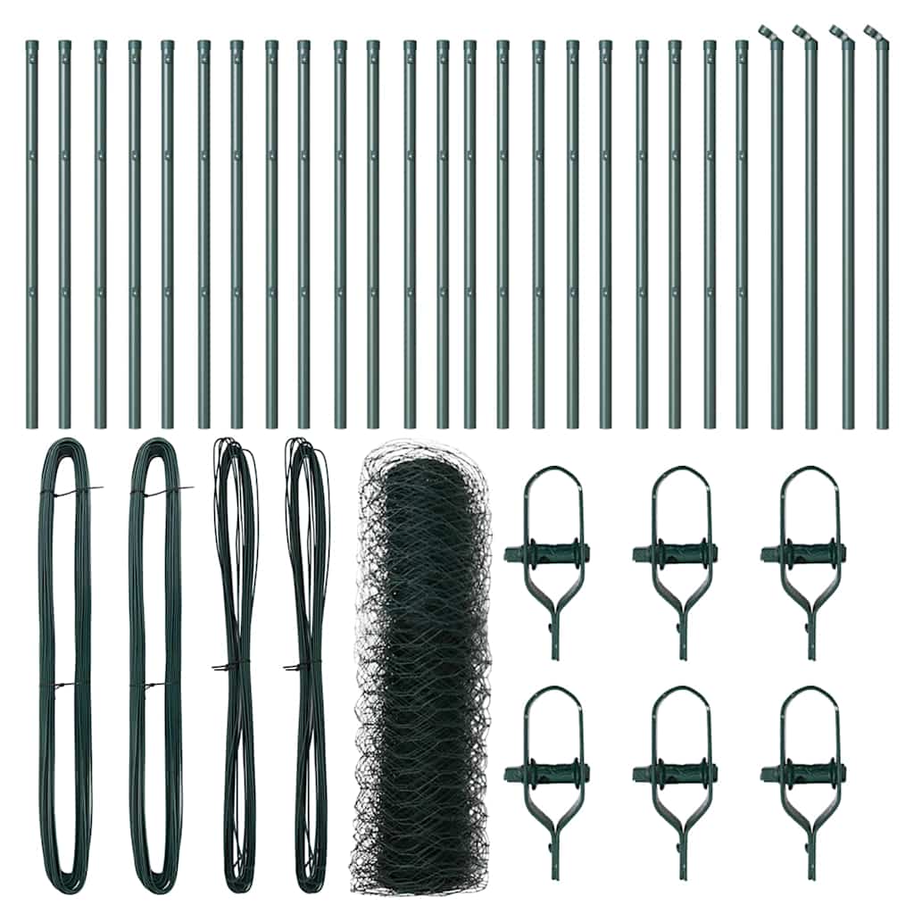 Hexagonal Fence Ground Fix 50 x 0.6 m PVC-Coated Steel Green
