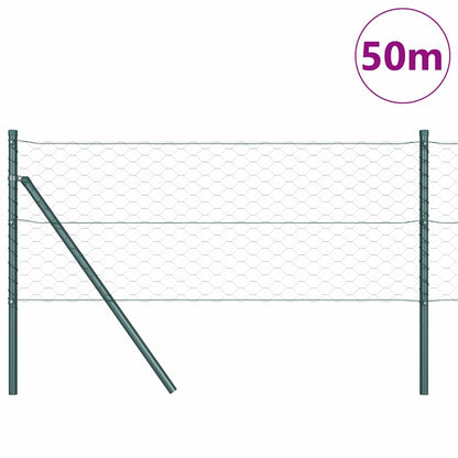 Hexagonal Fence Ground Fix 50 x 0.6 m PVC-Coated Steel Green