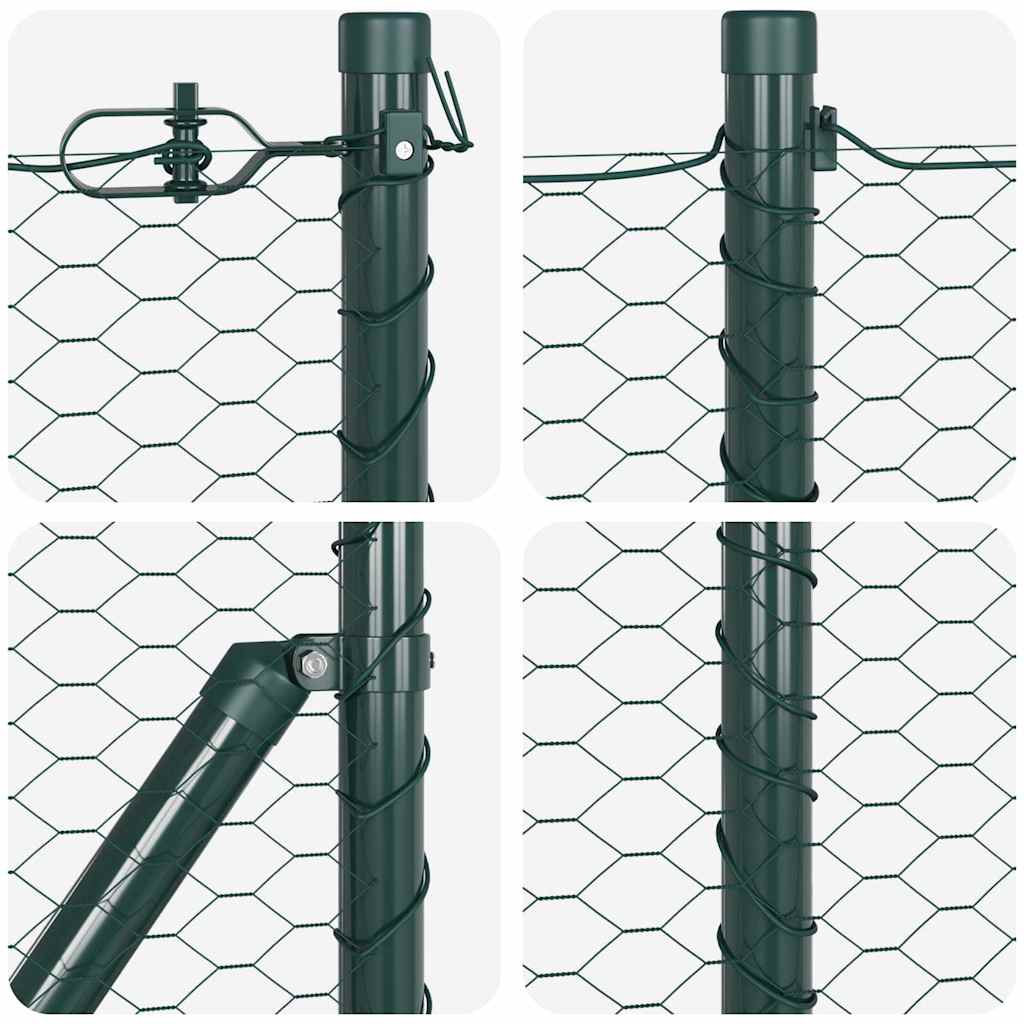 Hexagonal Fence Ground Fix 50 x 0.8 m PVC-Coated Steel Green