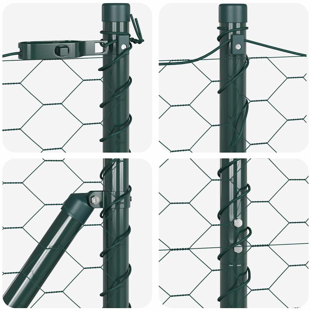 Hexagonal Fence Ground Fix 50 x 1 m PVC-Coated Steel Green Mesh