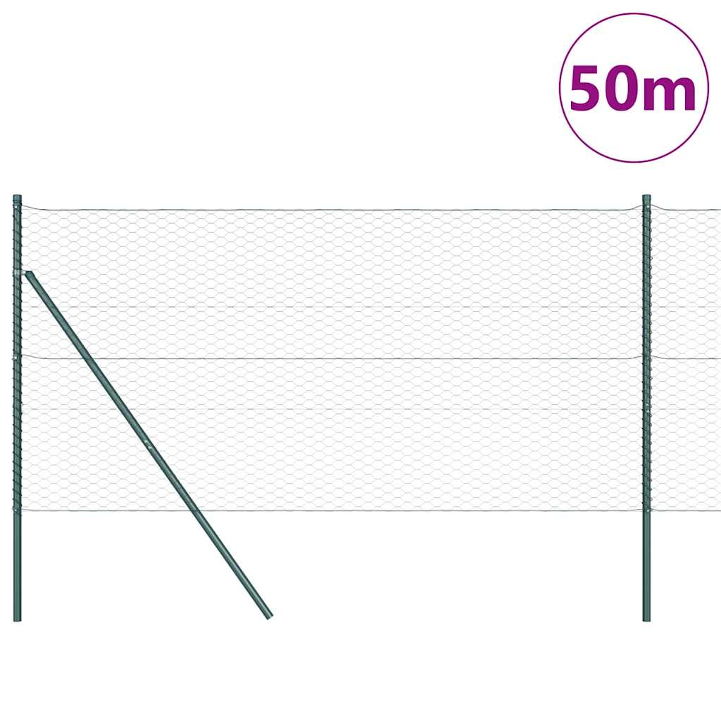 Hexagonal Fence Ground Fix 50 x 1.4 m PVC-Coated Steel Green