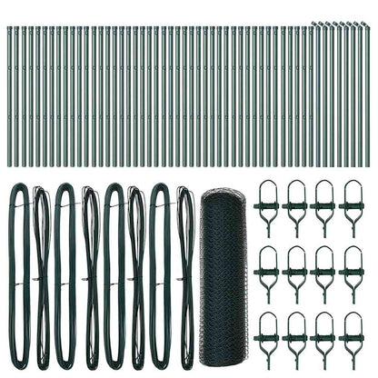 Hexagonal Fence Ground Fix 100 x 0.4 m PVC-Coated Steel Green
