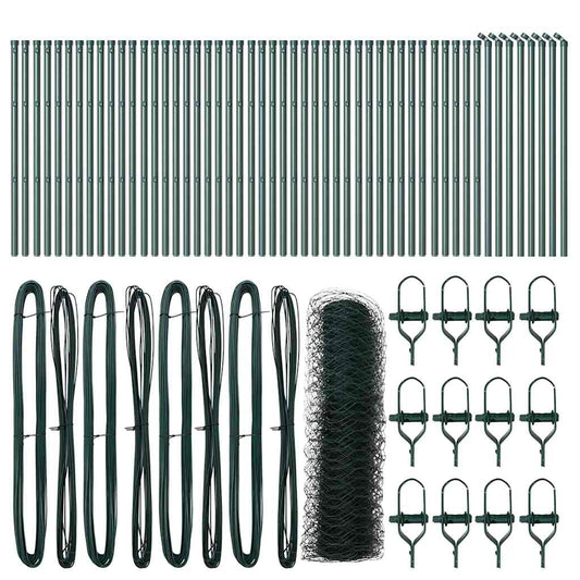 Hexagonal Fence Ground Fix 100 x 0.4 m PVC-Coated Steel Green