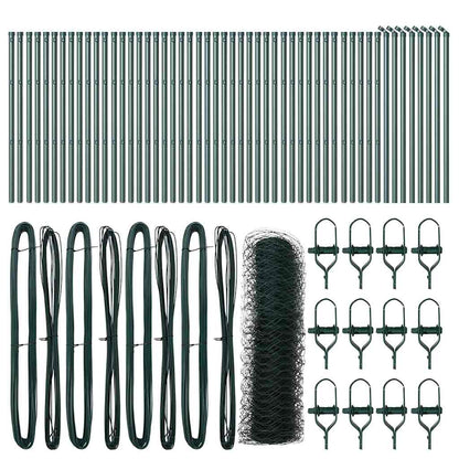 Hexagonal Fence Ground Fix 100 x 0.4 m PVC-Coated Steel Green