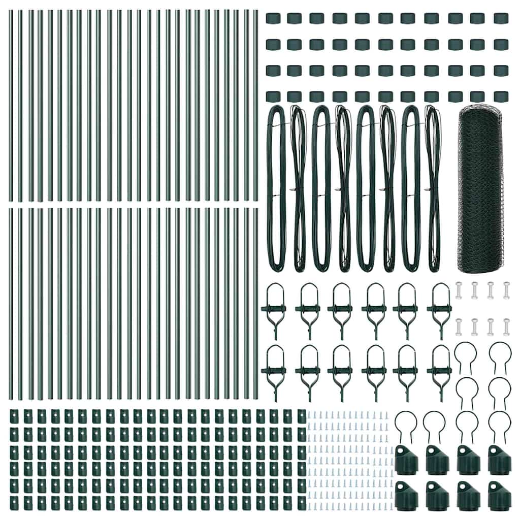 Hexagonal Fence Ground Fix 100 x 0.5 m PVC-Coated Steel Green