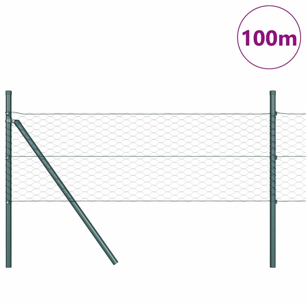 Hexagonal Fence Ground Fix 100 x 0.5 m PVC-Coated Steel Green