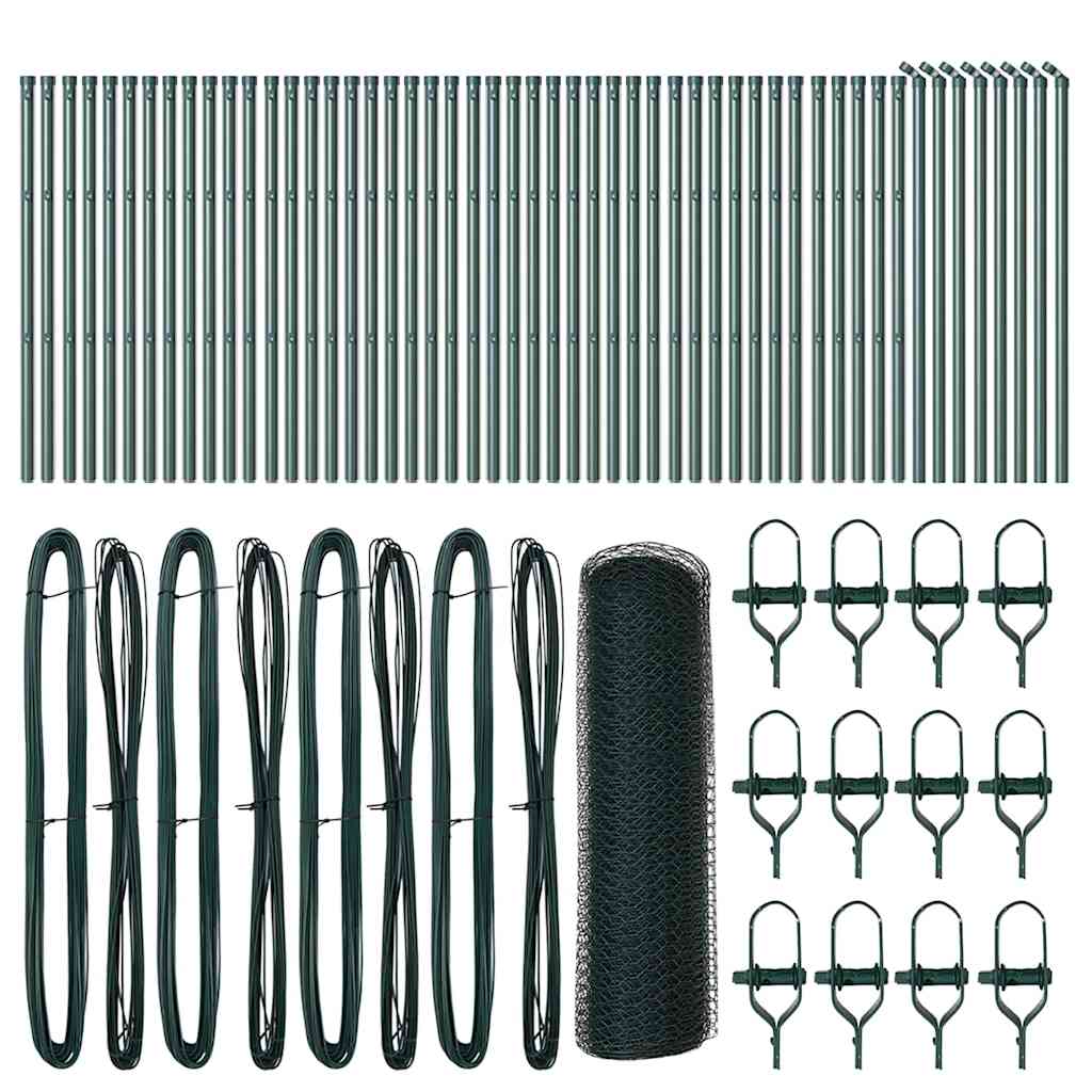 Hexagonal Fence Ground Fix 100 x 0.6 m PVC-Coated Steel Green