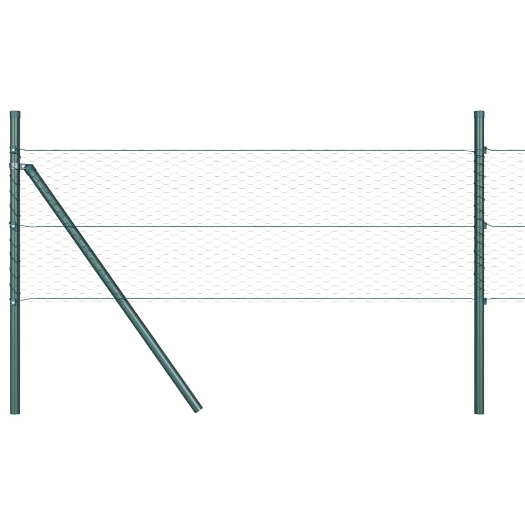 Hexagonal Fence Ground Fix 100 x 0.6 m PVC-Coated Steel Green