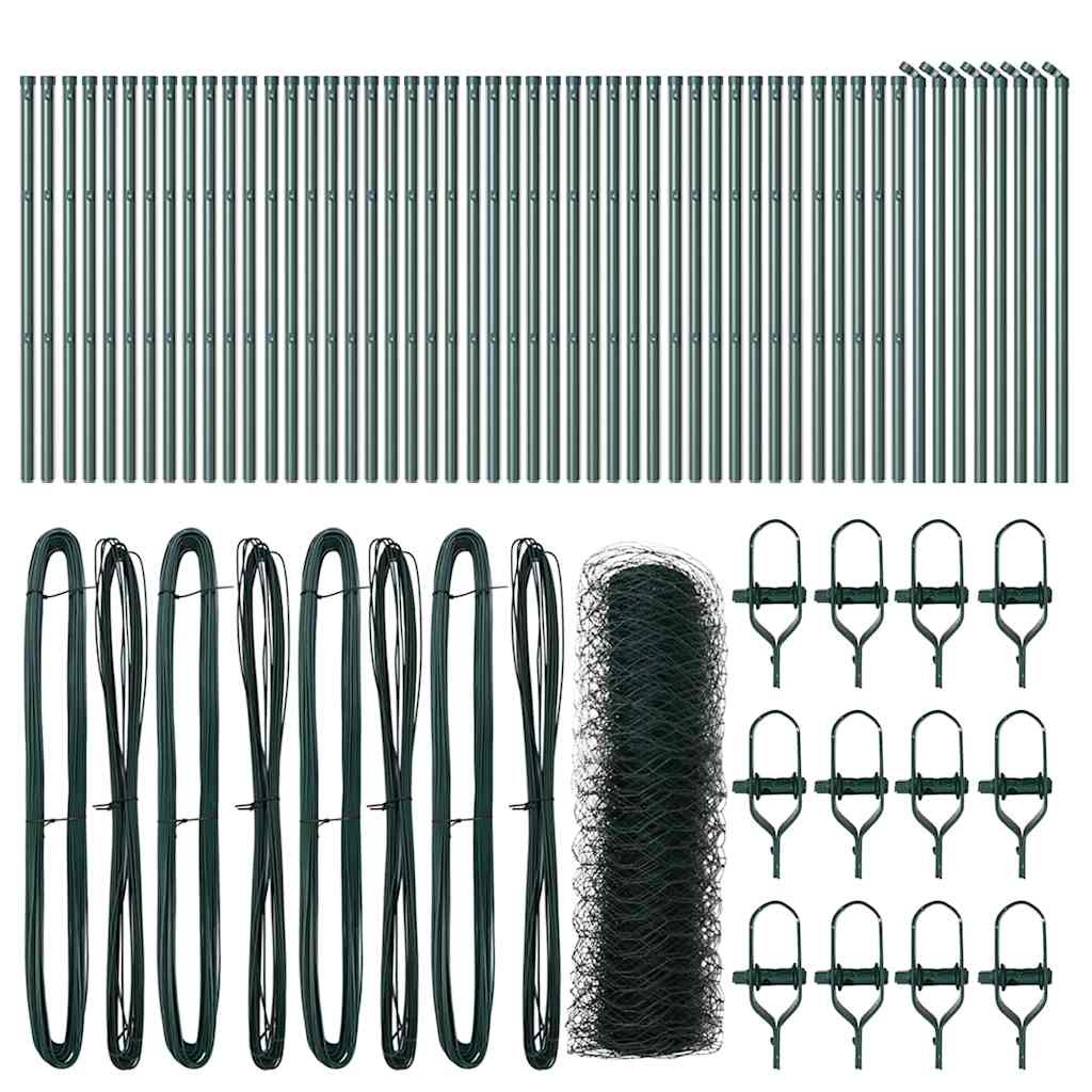 Hexagonal Fence Ground Fix 100 x 0.8 m PVC-Coated Steel Green