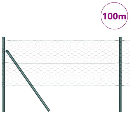 Hexagonal Fence Ground Fix 100 x 0.8 m PVC-Coated Steel Green