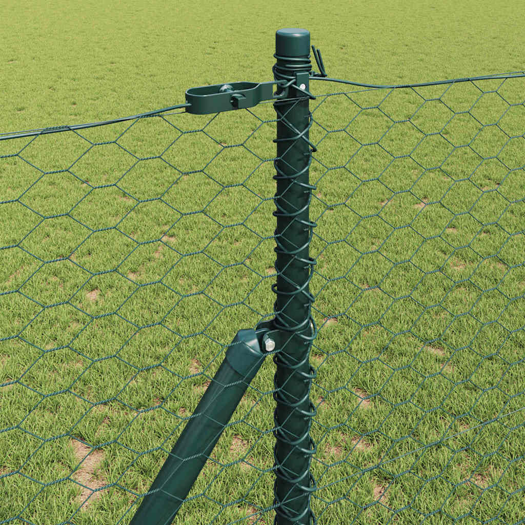 Hexagonal Fence Ground Fix 100 x 1 m PVC-Coated Steel Green