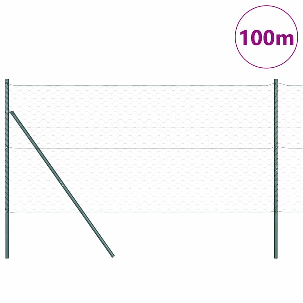 Hexagonal Fence Ground Fix 100 x 1.2 m PVC-Coated Steel Green