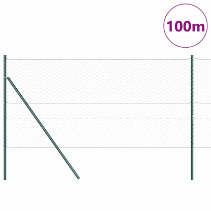 Hexagonal Fence Ground Fix 100 x 1.2 m PVC-Coated Steel Green