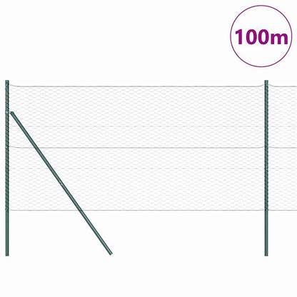 Hexagonal Fence Ground Fix 100 x 1.4 m PVC-Coated Steel Green