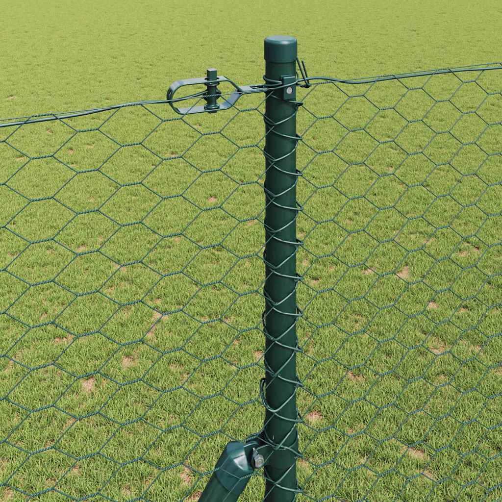 Hexagonal Fence Ground Fix 100 x 1.5 m PVC-Coated Steel Green