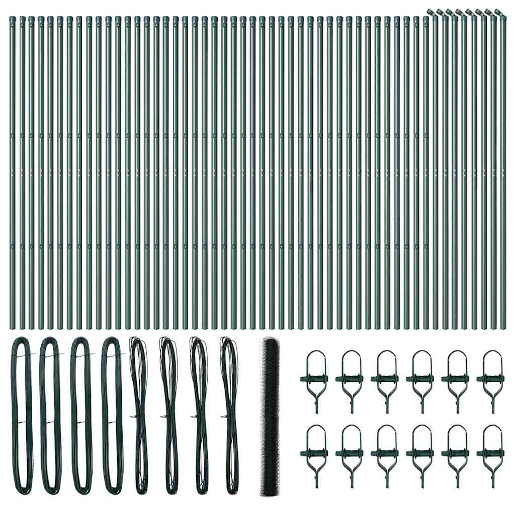 Hexagonal Fence Ground Fix 100 x 1.5 m PVC-Coated Steel Green