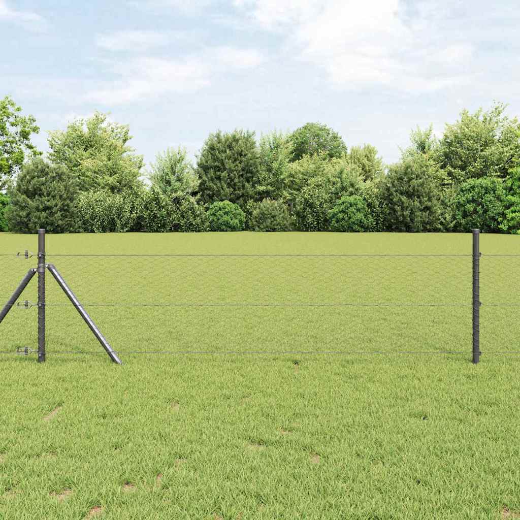 Hexagonal Fence Ground Fix 10 x 0.5 m PVC-Coated Steel Grey
