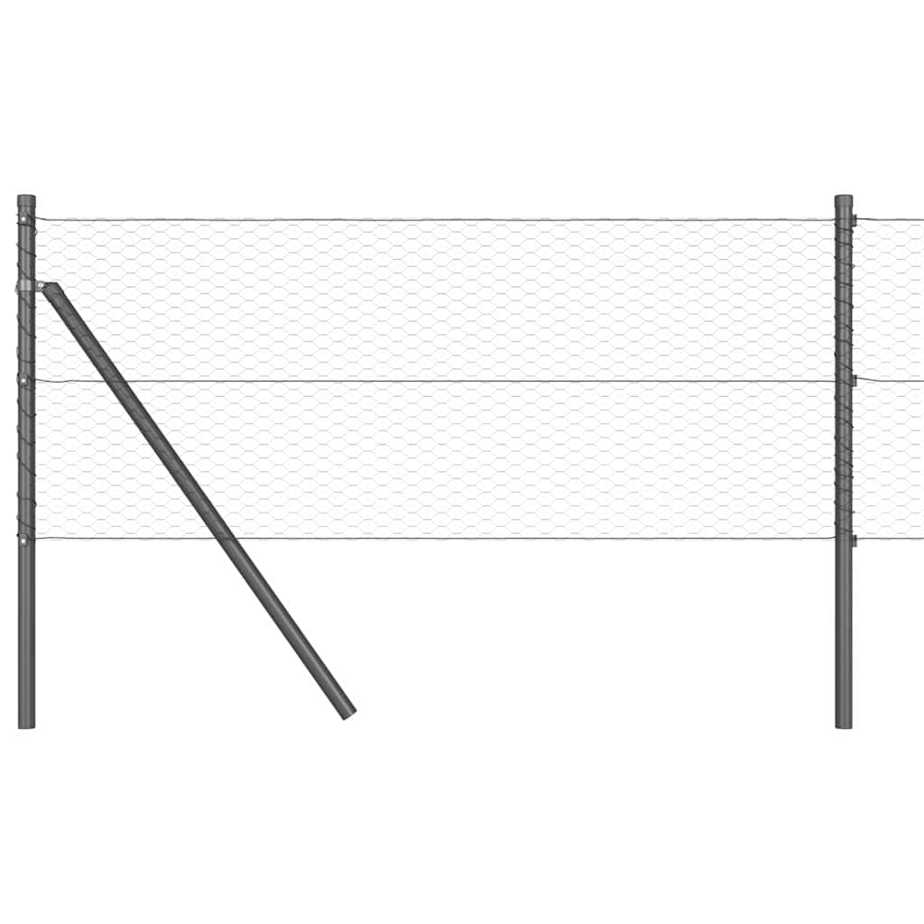 Hexagonal Fence Ground Fix 10 x 0.6 m PVC-Coated Steel Grey
