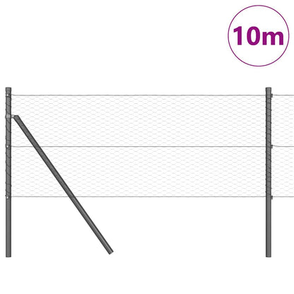 Hexagonal Fence Ground Fix 10 x 0.6 m PVC-Coated Steel Grey