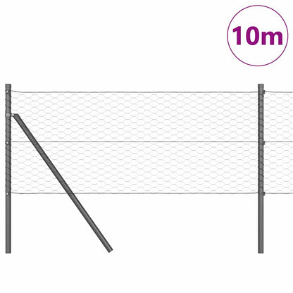 Hexagonal Fence Ground Fix 10 x 0.6 m PVC-Coated Steel Grey