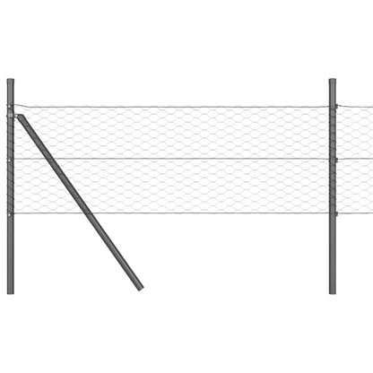 Hexagonal Fence Ground Fix 10 x 0.8 m PVC-Coated Steel Grey