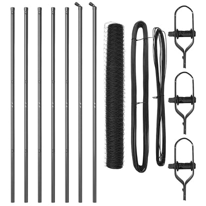 Hexagonal Fence Ground Fix 10 x 1.4 m PVC-Coated Steel Grey