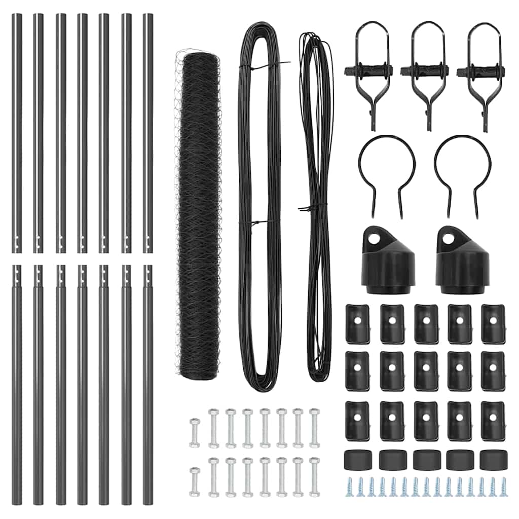 Hexagonal Fence Ground Fix 10 x 1.4 m PVC-Coated Steel Grey