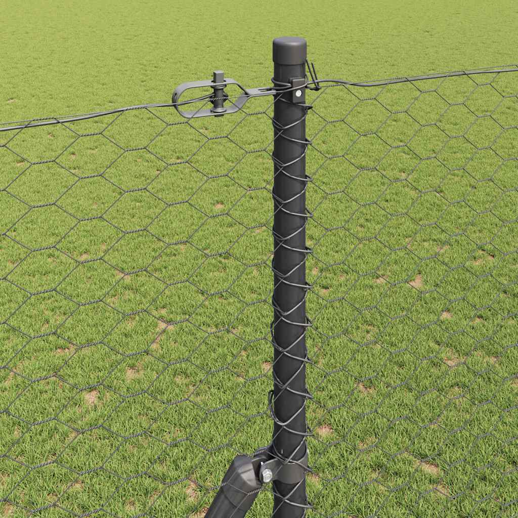 Hexagonal Fence Ground Fix 10 x 1.5 m PVC-Coated Steel Grey