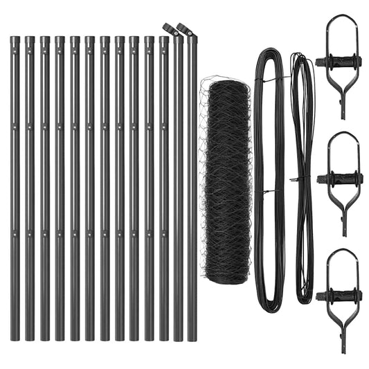 Hexagonal Fence Ground Fix 25 x 0.4 m PVC-Coated Steel Grey