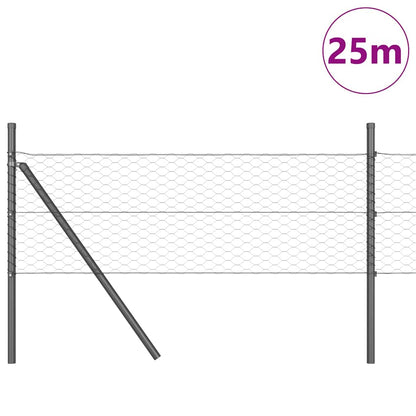 Hexagonal Fence Ground Fix 25 x 0.5 m PVC-Coated Steel Grey