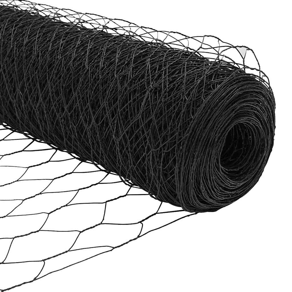 Hexagonal Fence Ground Fix 25 x 1 m PVC-Coated Steel Grey Mesh