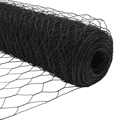 Hexagonal Fence Ground Fix 25 x 1 m PVC-Coated Steel Grey Mesh