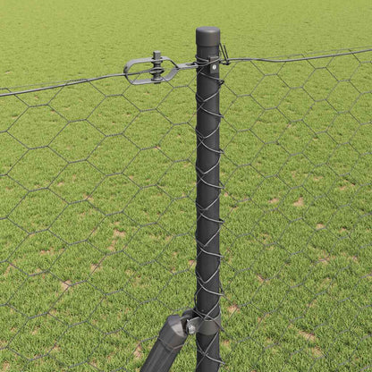 Hexagonal Fence Ground Fix 25 x 1.5 m PVC-Coated Steel Grey