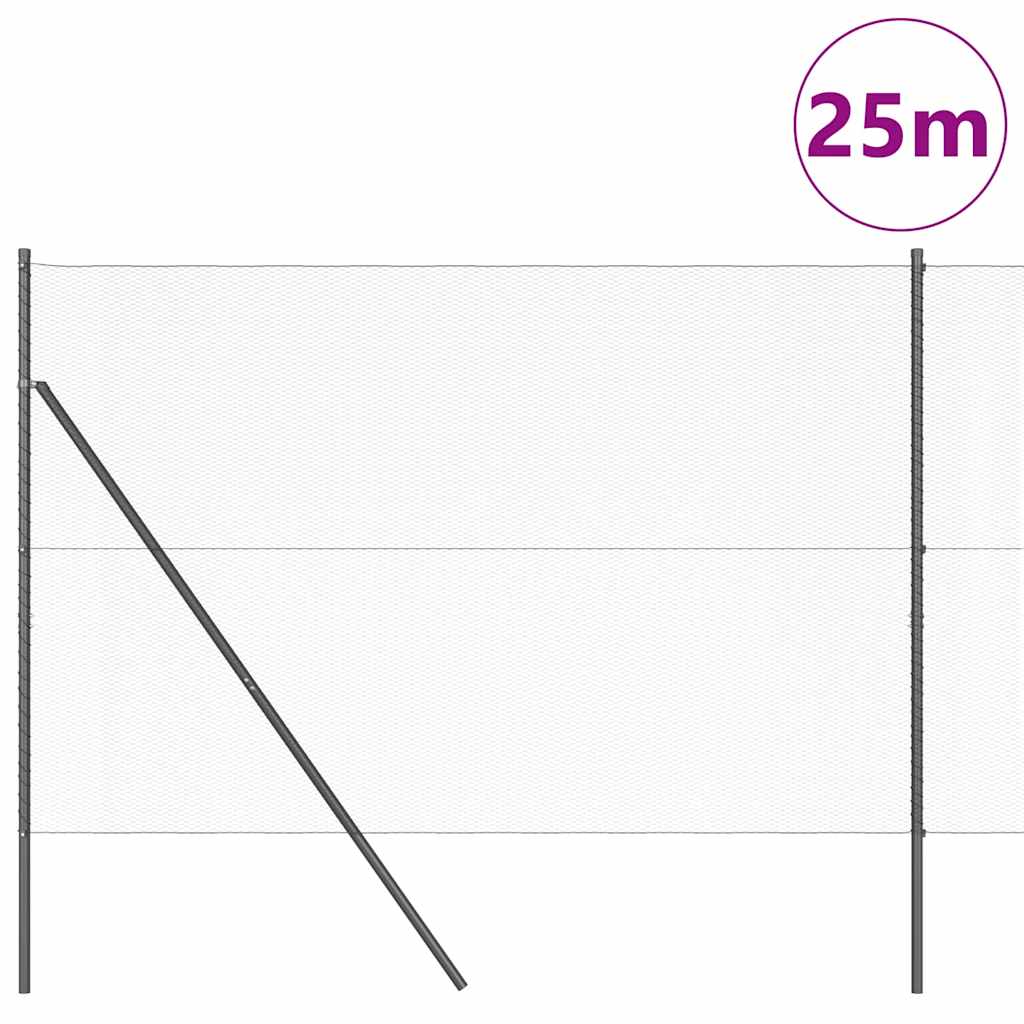 Hexagonal Fence Ground Fix 25 x 1.6 m PVC-Coated Steel Grey