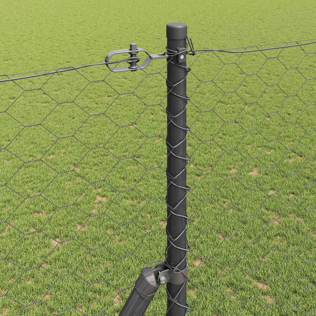 Hexagonal Fence Ground Fix 25 x 1.6 m PVC-Coated Steel Grey