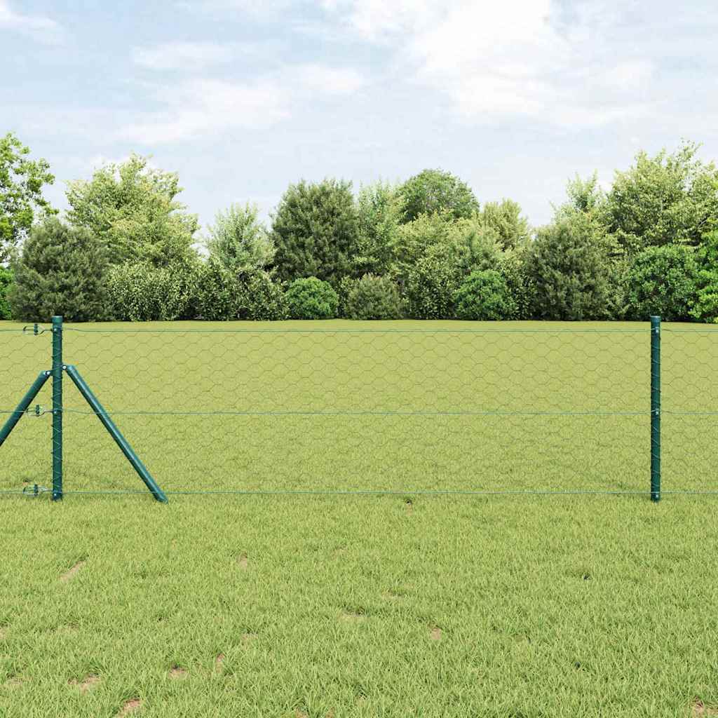 Hexagonal Fence Ground Fix 50 x 0.6 m PVC-Coated Steel Grey