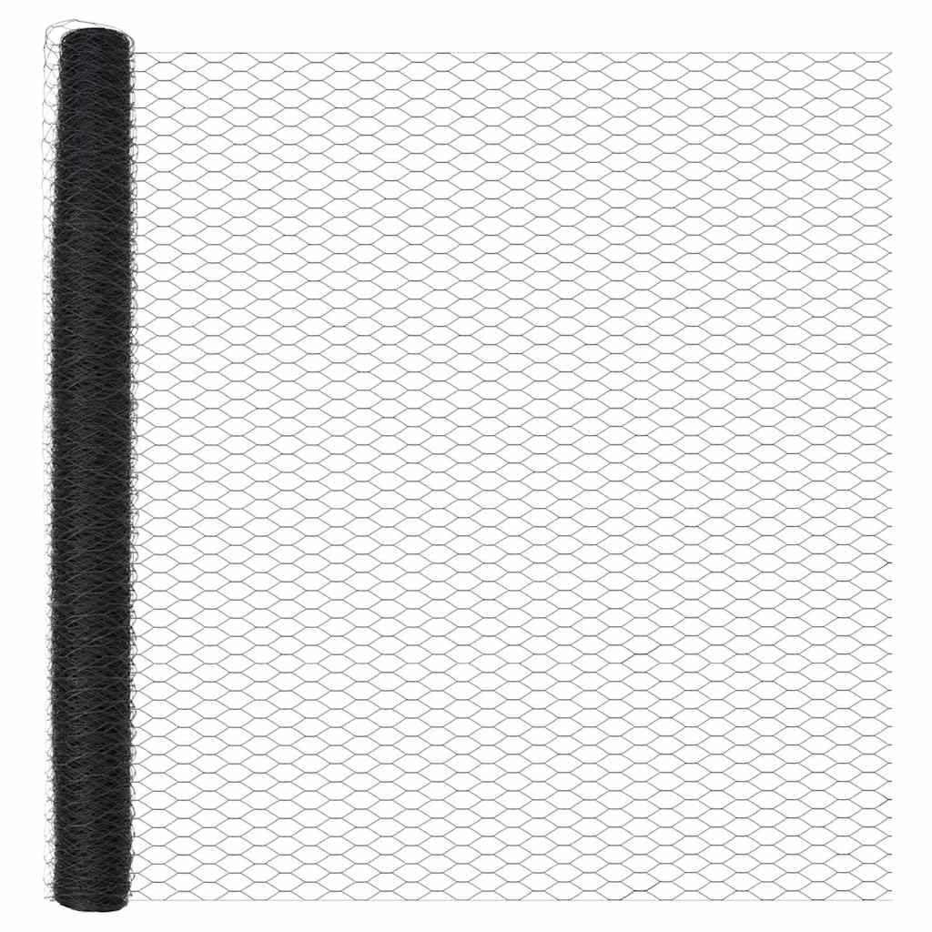 Hexagonal Fence Ground Fix 50 x 1.6 m PVC-Coated Steel Grey
