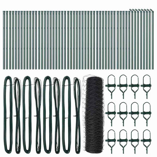 Hexagonal Fence Ground Fix 100 x 0.4 m PVC-Coated Steel Grey
