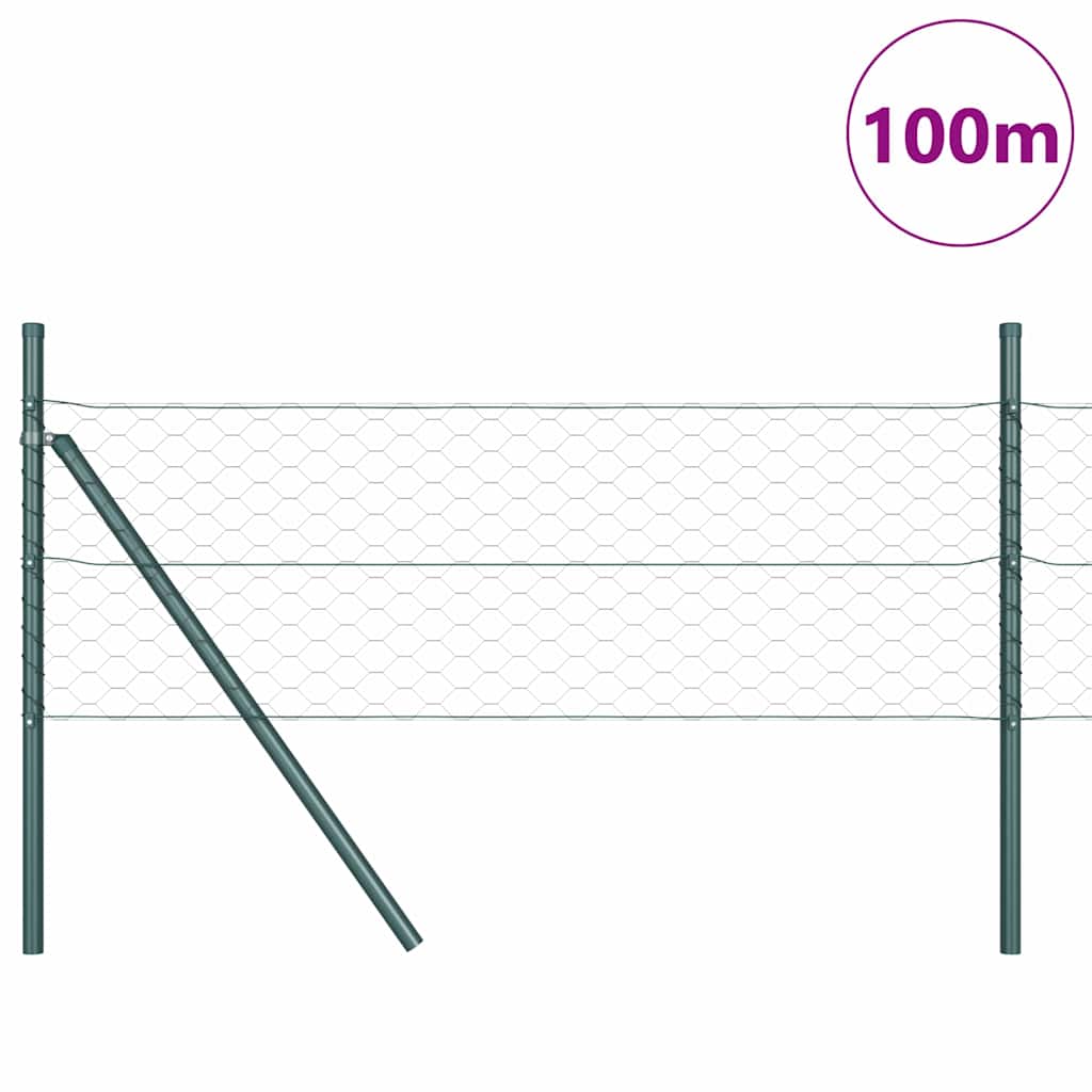 Hexagonal Fence Ground Fix 100 x 0.4 m PVC-Coated Steel Grey
