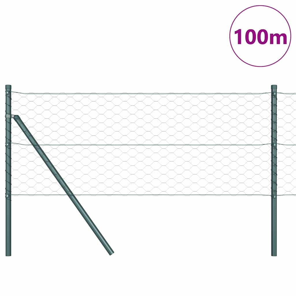 Hexagonal Fence Ground Fix 100 x 0.6 m PVC-Coated Steel Grey