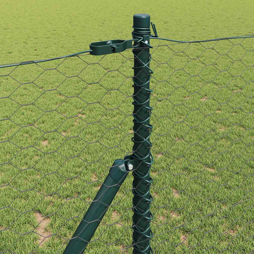 Hexagonal Fence Ground Fix 100 x 1 m PVC-Coated Steel Grey Mesh