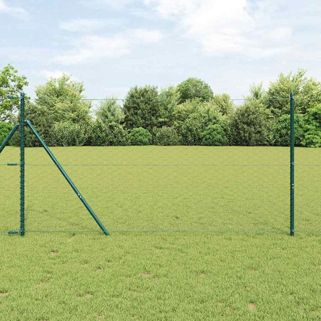Hexagonal Fence Ground Fix 100 x 1 m PVC-Coated Steel Grey Mesh