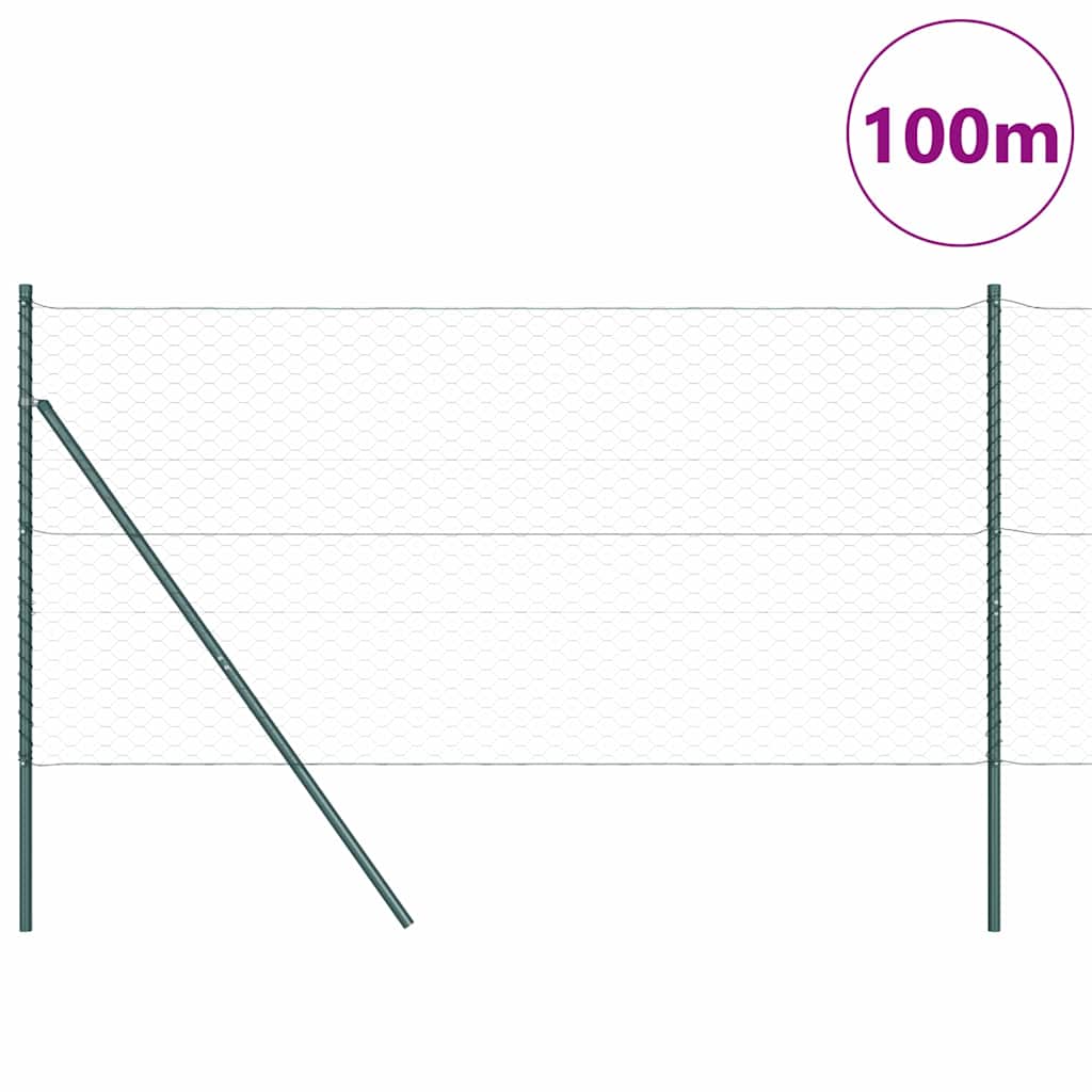 Hexagonal Fence Ground Fix 100 x 1 m PVC-Coated Steel Grey Mesh