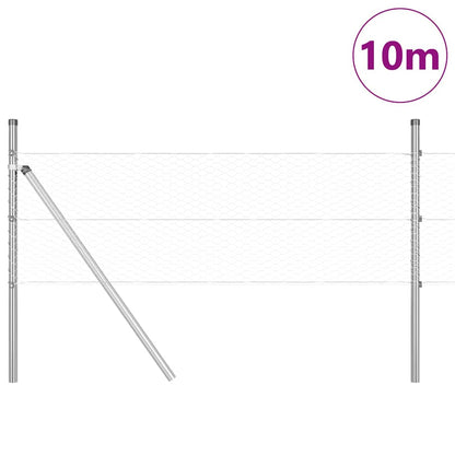 Hexagonal Fence Ground Fix 10 x 0.4 m Galvanised Steel Silver