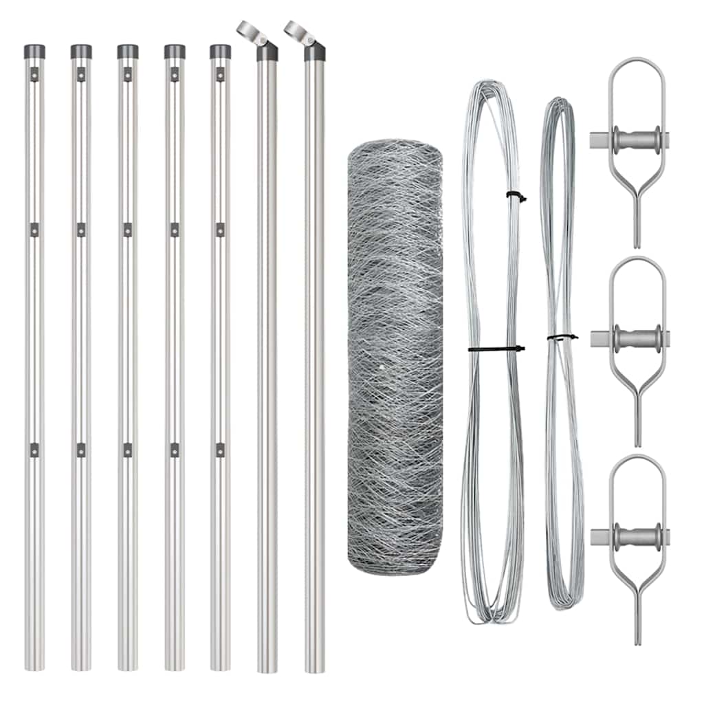 Hexagonal Fence Ground Fix 10 x 0.5 m Galvanised Steel Silver
