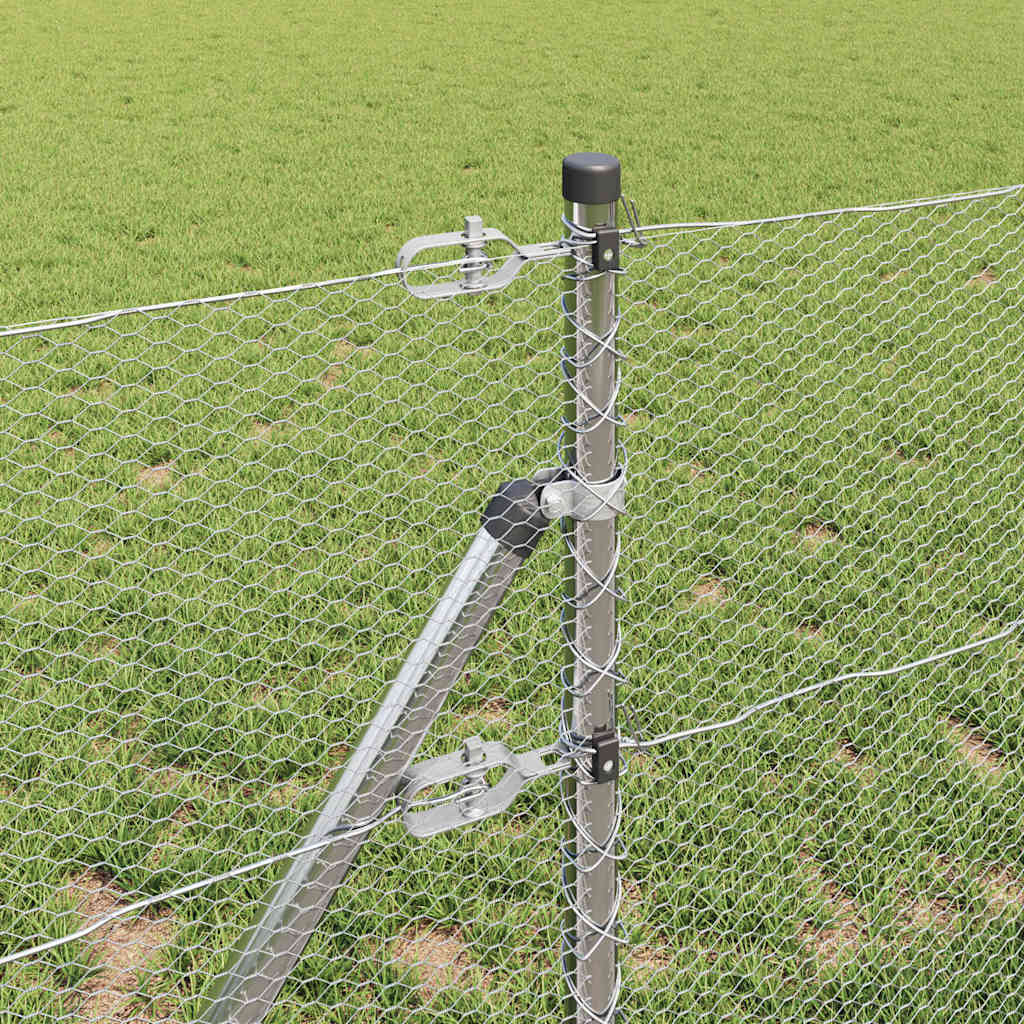 Hexagonal Fence Ground Fix 10 x 0.6 m Galvanised Steel Silver