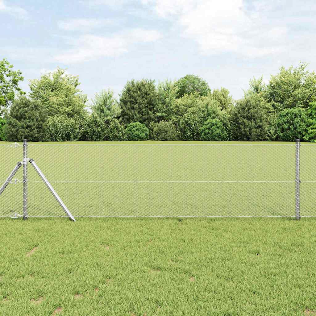 Hexagonal Fence Ground Fix 10 x 0.6 m Galvanised Steel Silver