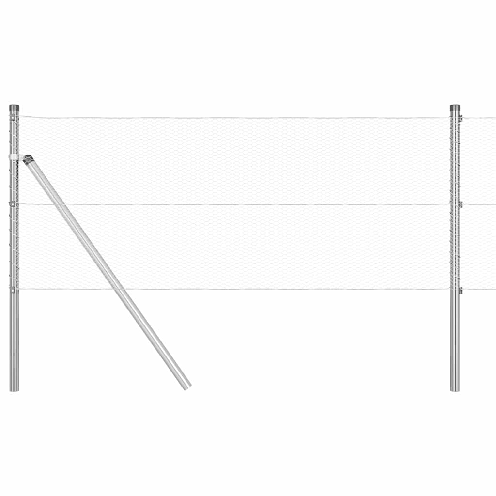 Hexagonal Fence Ground Fix 10 x 0.6 m Galvanised Steel Silver