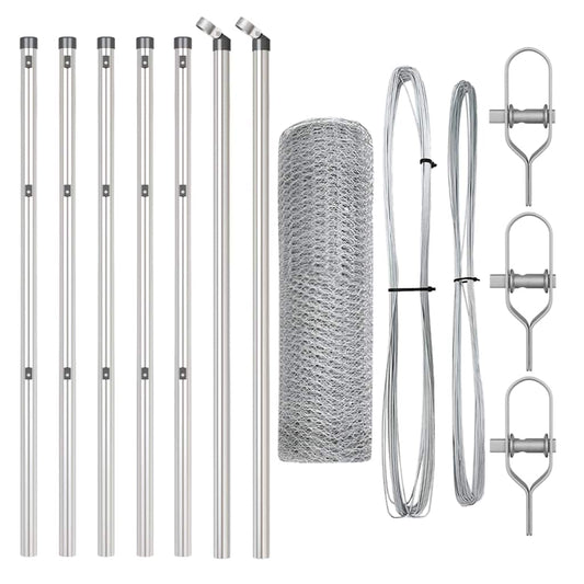 Hexagonal Fence Ground Fix 10 x 0.6 m Galvanised Steel Silver